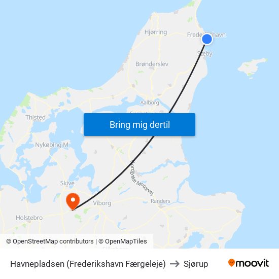 Havnepladsen (Frederikshavn Færgeleje) to Sjørup map