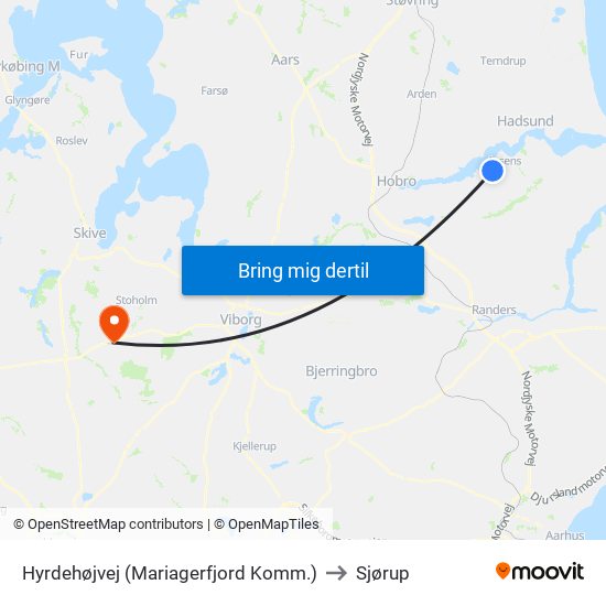 Hyrdehøjvej (Mariagerfjord Komm.) to Sjørup map