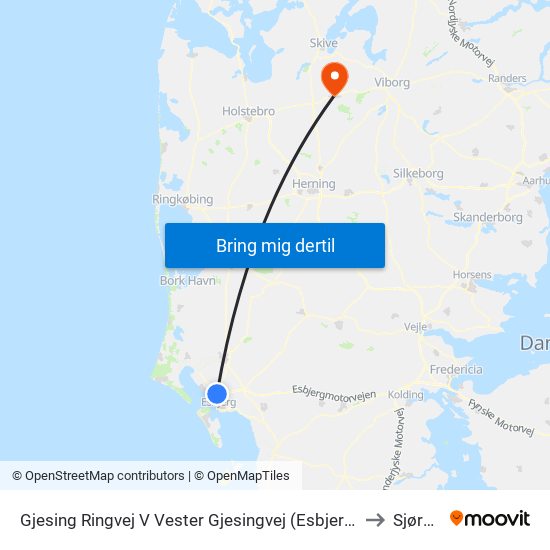 Gjesing Ringvej V Vester Gjesingvej (Esbjerg) to Sjørup map