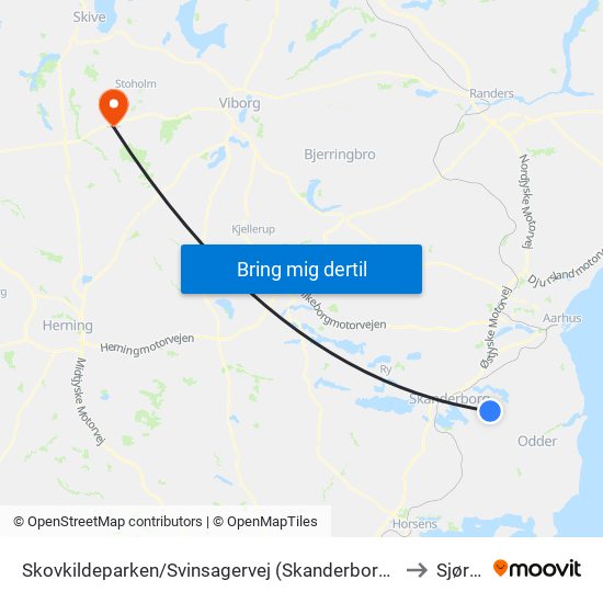 Skovkildeparken/Svinsagervej (Skanderborg Kom) to Sjørup map