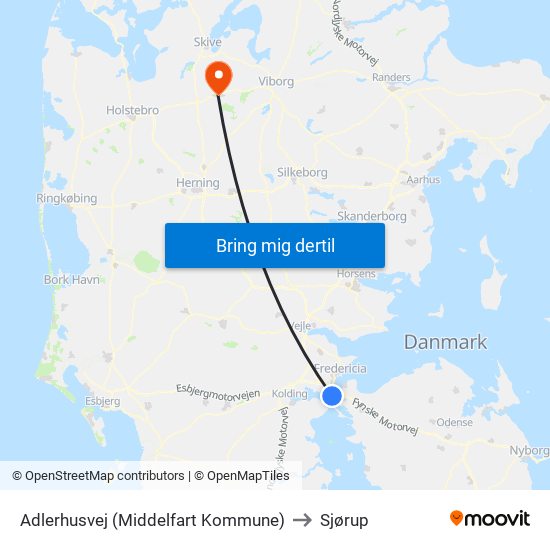 Adlerhusvej (Middelfart Kommune) to Sjørup map