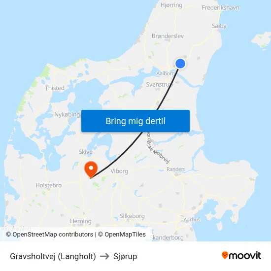 Gravsholtvej (Langholt) to Sjørup map
