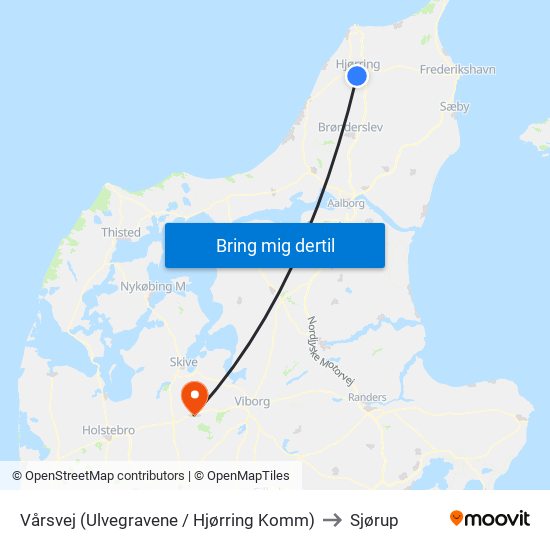 Vårsvej (Ulvegravene / Hjørring Komm) to Sjørup map