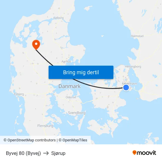 Byvej 80 (Byvej) to Sjørup map