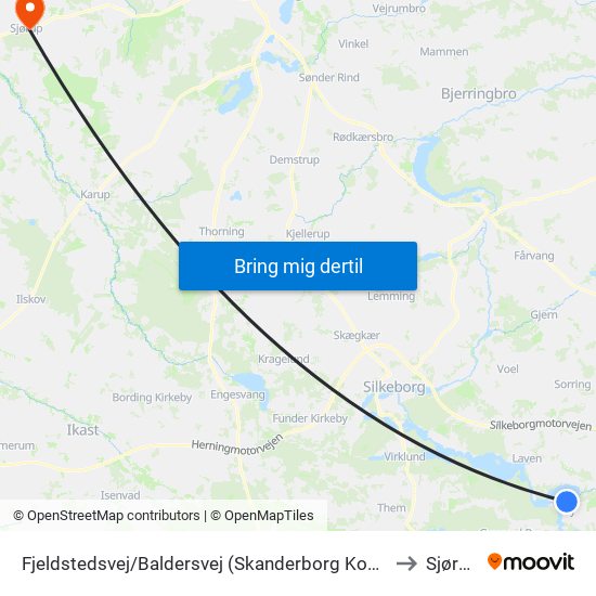 Fjeldstedsvej/Baldersvej (Skanderborg Kom) to Sjørup map