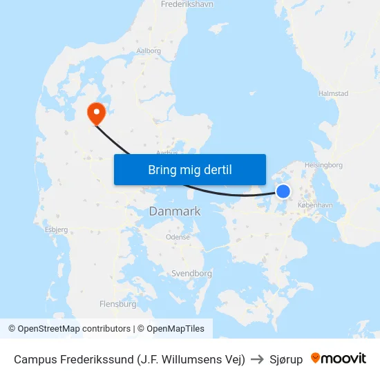 Campus Frederikssund (J.F. Willumsens Vej) to Sjørup map
