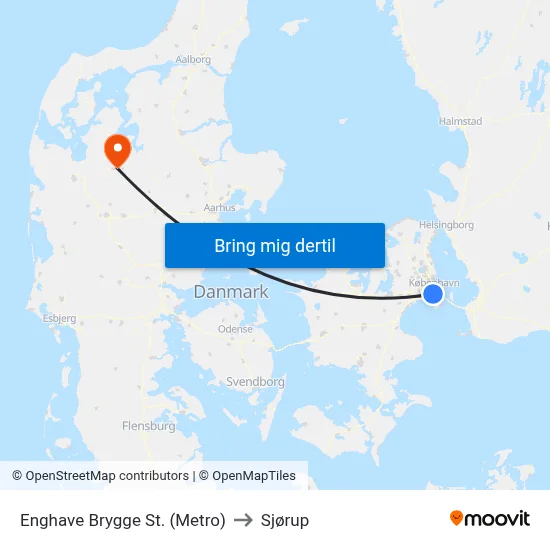 Enghave Brygge St. (Metro) to Sjørup map