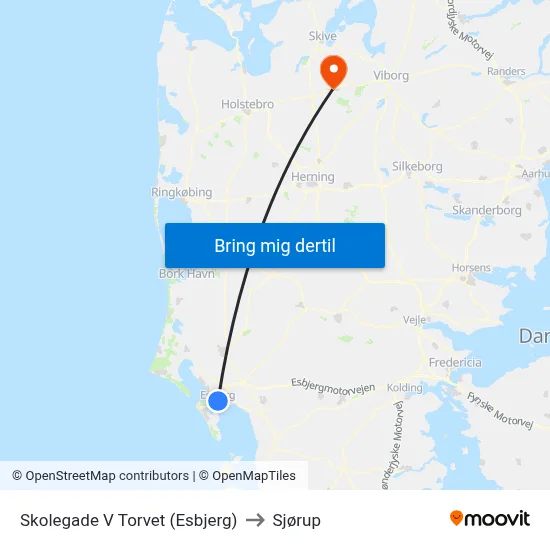 Skolegade V Torvet (Esbjerg) to Sjørup map
