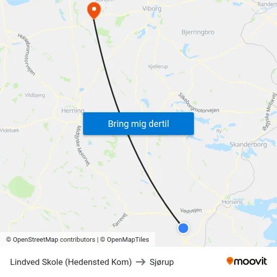Lindved Skole (Hedensted Kom) to Sjørup map