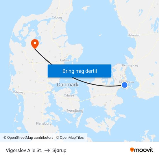 Vigerslev Alle St. to Sjørup map
