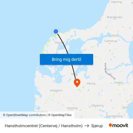 Hanstholmcentret (Centervej / Hanstholm) to Sjørup map