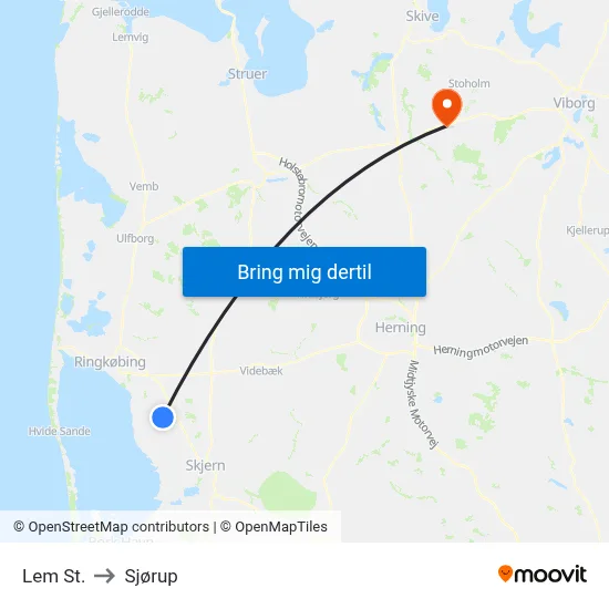 Lem St. to Sjørup map