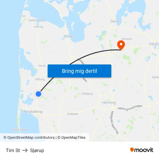 Tim St to Sjørup map