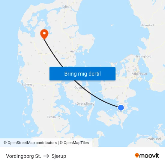 Vordingborg St. to Sjørup map