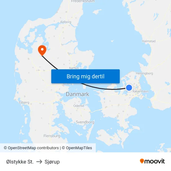 Ølstykke St. to Sjørup map