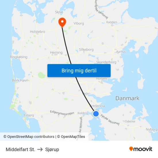 Middelfart St. to Sjørup map