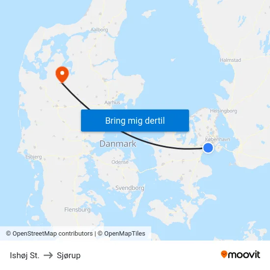 Ishøj St. to Sjørup map
