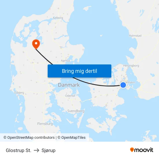 Glostrup St. to Sjørup map