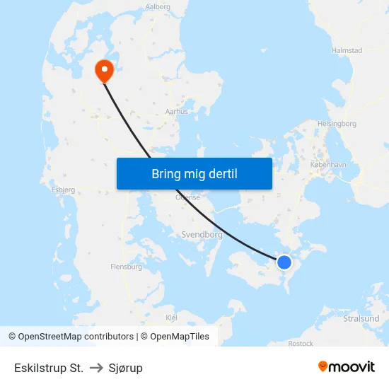 Eskilstrup St. to Sjørup map