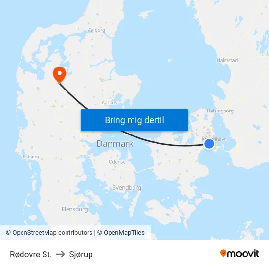 Rødovre St. to Sjørup map