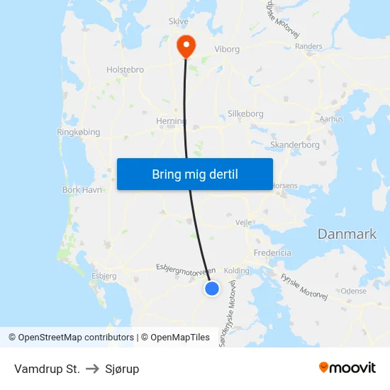 Vamdrup St. to Sjørup map