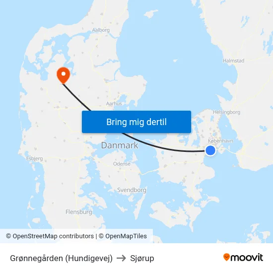 Grønnegården (Hundigevej) to Sjørup map