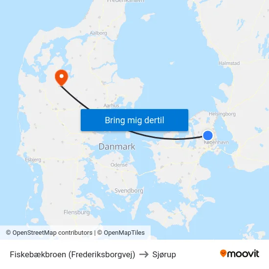 Fiskebækbroen (Frederiksborgvej) to Sjørup map