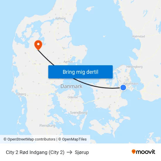 City 2 Rød Indgang (City 2) to Sjørup map