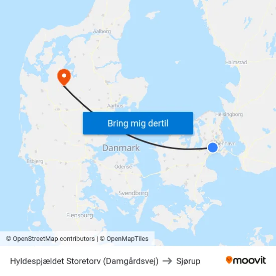 Hyldespjældet Storetorv (Damgårdsvej) to Sjørup map