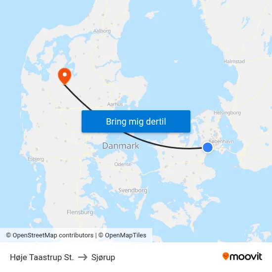 Høje Taastrup St. to Sjørup map