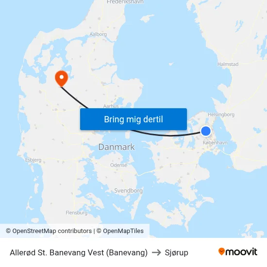 Allerød St. Banevang Vest (Banevang) to Sjørup map