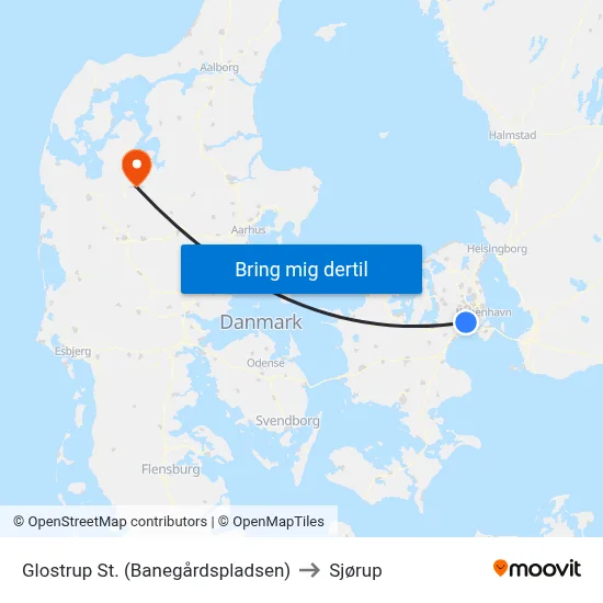 Glostrup St. (Banegårdspladsen) to Sjørup map