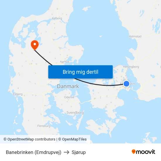 Banebrinken (Emdrupvej) to Sjørup map