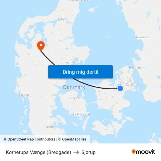 Kornerups Vænge (Bredgade) to Sjørup map