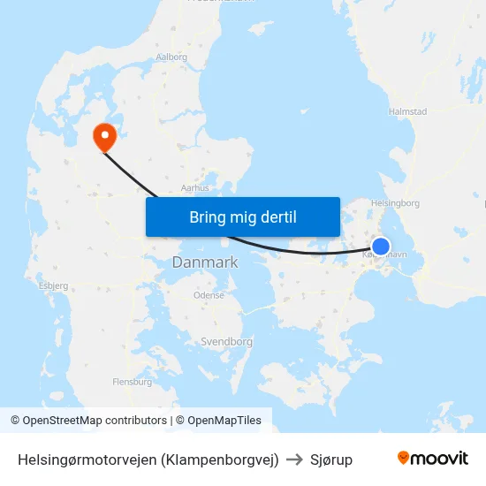 Helsingørmotorvejen (Klampenborgvej) to Sjørup map