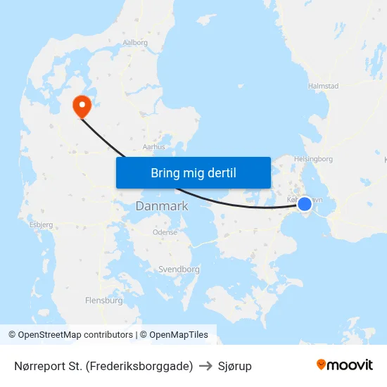 Nørreport St. (Frederiksborggade) to Sjørup map