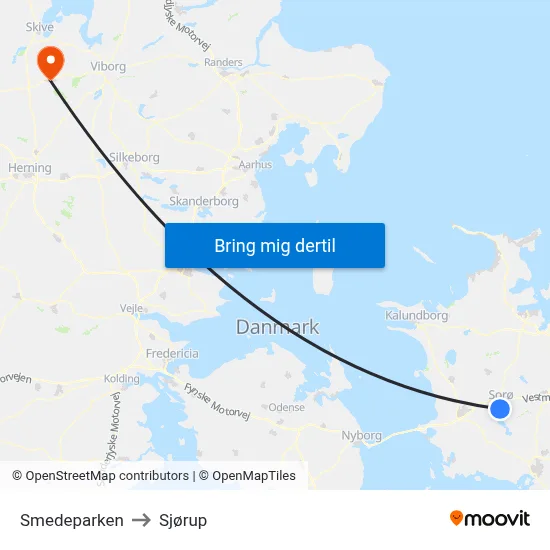 Smedeparken to Sjørup map
