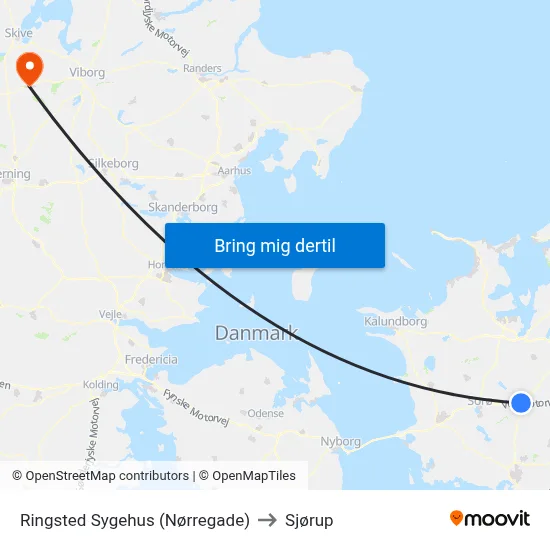 Ringsted Sygehus (Nørregade) to Sjørup map