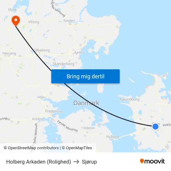 Holberg Arkaden (Rolighed) to Sjørup map
