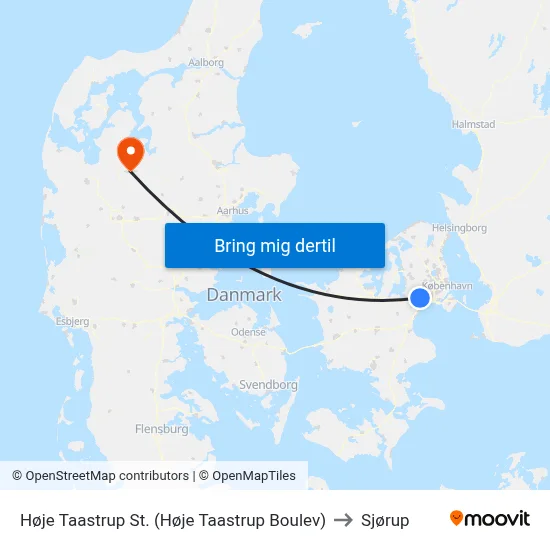 Høje Taastrup St. (Høje Taastrup Boulev) to Sjørup map