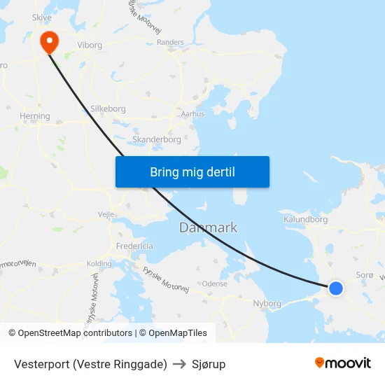 Vesterport (Vestre Ringgade) to Sjørup map