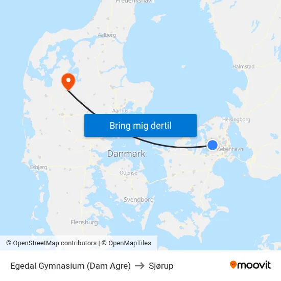 Egedal Gymnasium (Dam Agre) to Sjørup map