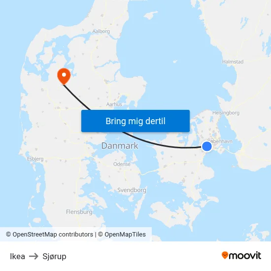 Ikea to Sjørup map