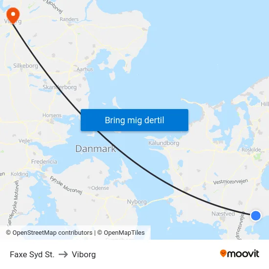 Faxe Syd St. to Viborg map