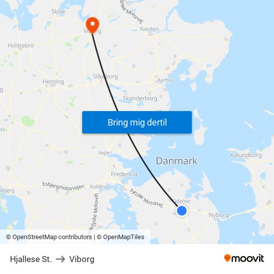 Hjallese St. to Viborg map