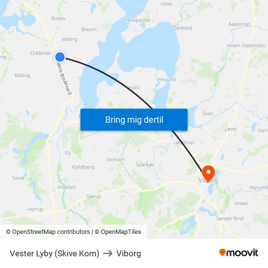 Vester Lyby (Skive Kom) to Viborg map