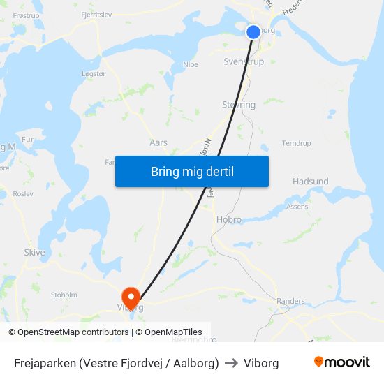 Frejaparken (Vestre Fjordvej / Aalborg) to Viborg map