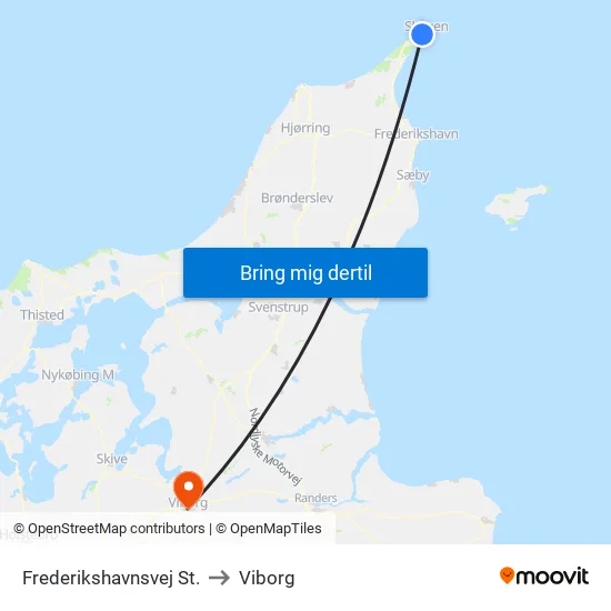 Frederikshavnsvej St. to Viborg map