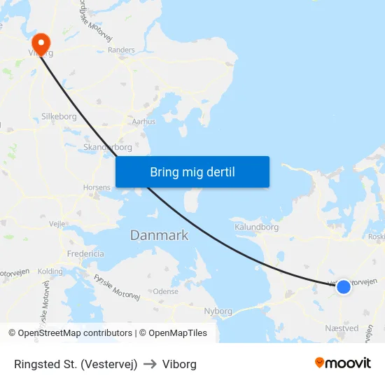 Ringsted St. (Vestervej) to Viborg map