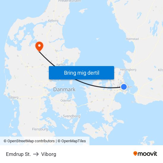 Emdrup St. to Viborg map